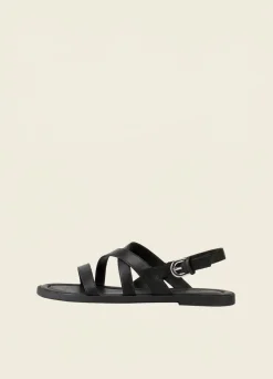 Sandales en cuir certifié | noir "zaida black - black"