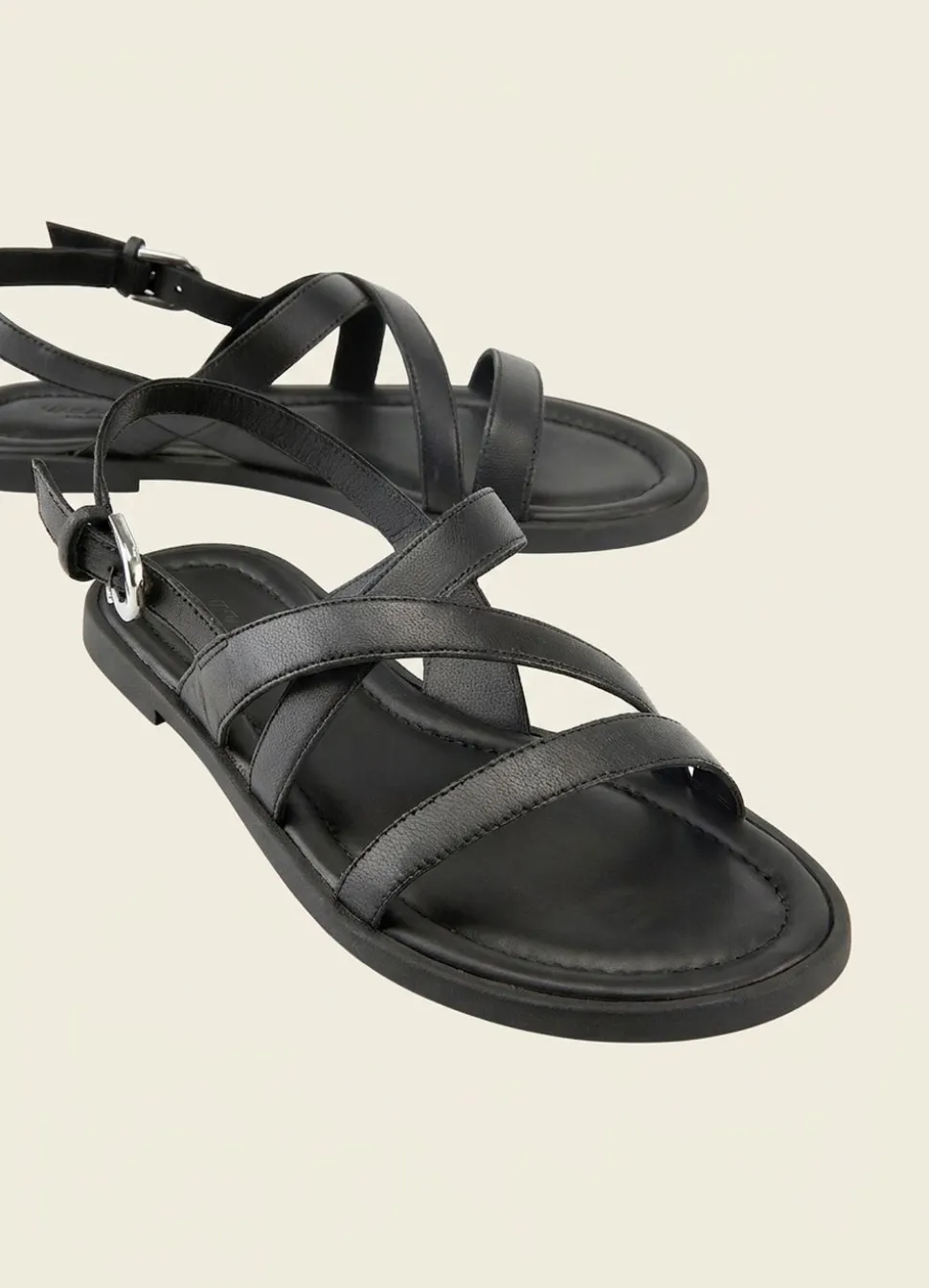 Sandales en cuir certifié | noir "zaida black - black"