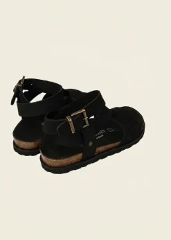 Sandales en cuir certifié | noir "zaha nubuck black"