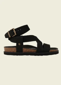 Sandales en cuir certifié | noir "zaha nubuck black"