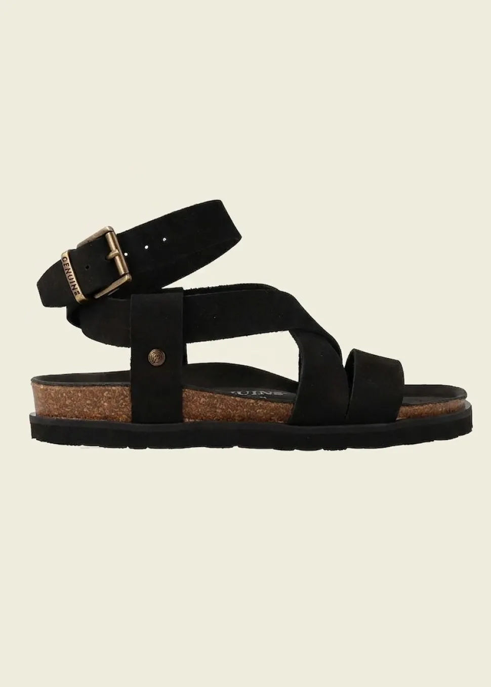 Sandales en cuir certifié | noir "zaha nubuck black"