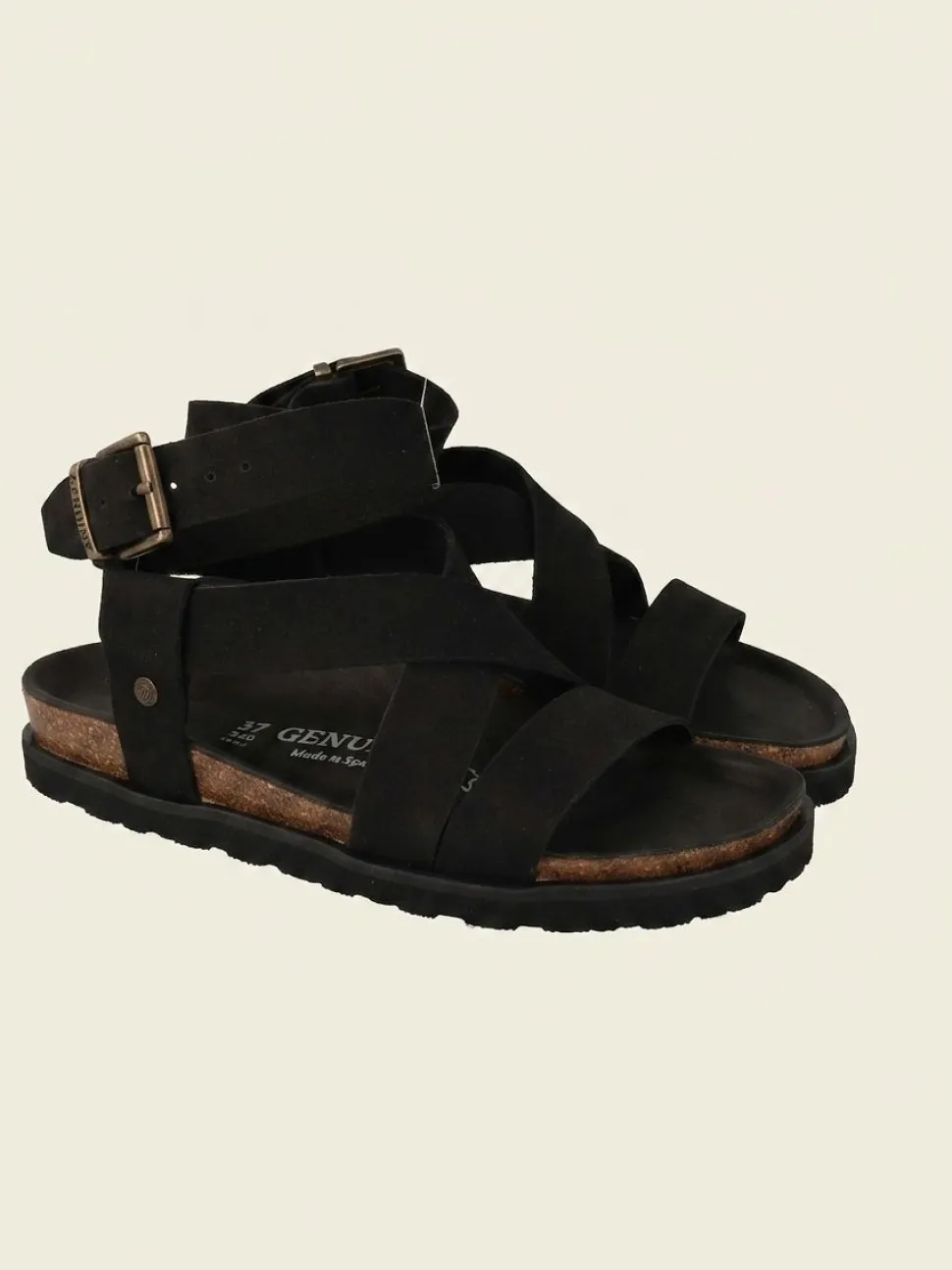 Sandales en cuir certifié | noir "zaha nubuck black"