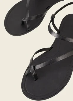 Sandales en cuir certifié | noir "tia 2.0 black"