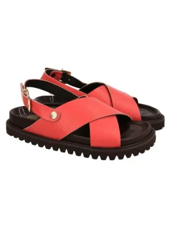 Sandales en cuir certifié | noir "melen embossed leather berry"