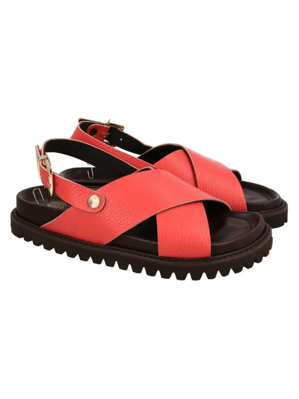 Sandales en cuir certifié | noir "melen embossed leather berry"