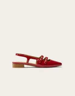 Sandales en cuir certifié | rouge "soli - cuir vernis rouge"