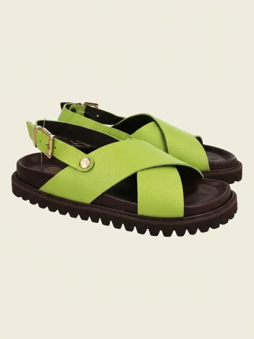 Sandales en cuir certifié | vert "melen embossed leather lime"