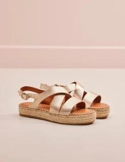 Sandales en cuir grainé | beige "chantal champagne grained leather"