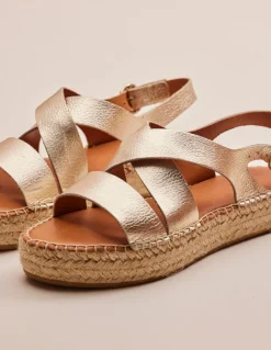 Sandales en cuir grainé | beige