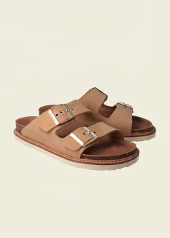 Sandales en cuir suède certifié | beige