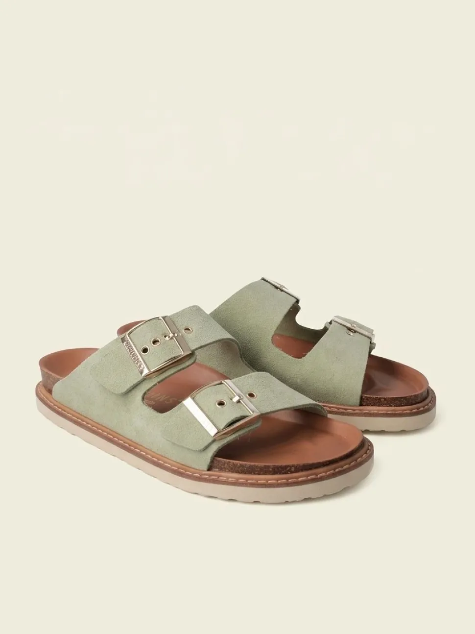 Sandales en cuir suède certifié | vert "hawaii velour paradise"