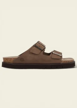 Sandales en cuir suède certifié | tan "hawaii nubuck tan"