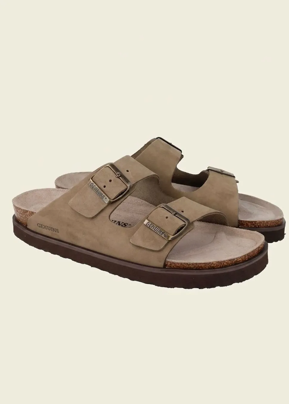 Sandales en cuir suède certifié | kaki "hawaii nubuck kaki"
