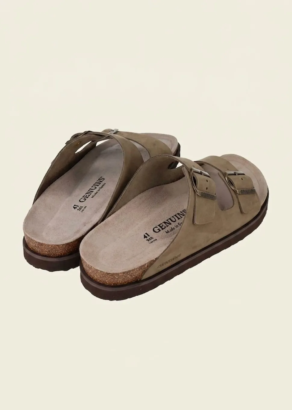 Sandales en cuir suède certifié | kaki "hawaii nubuck kaki"