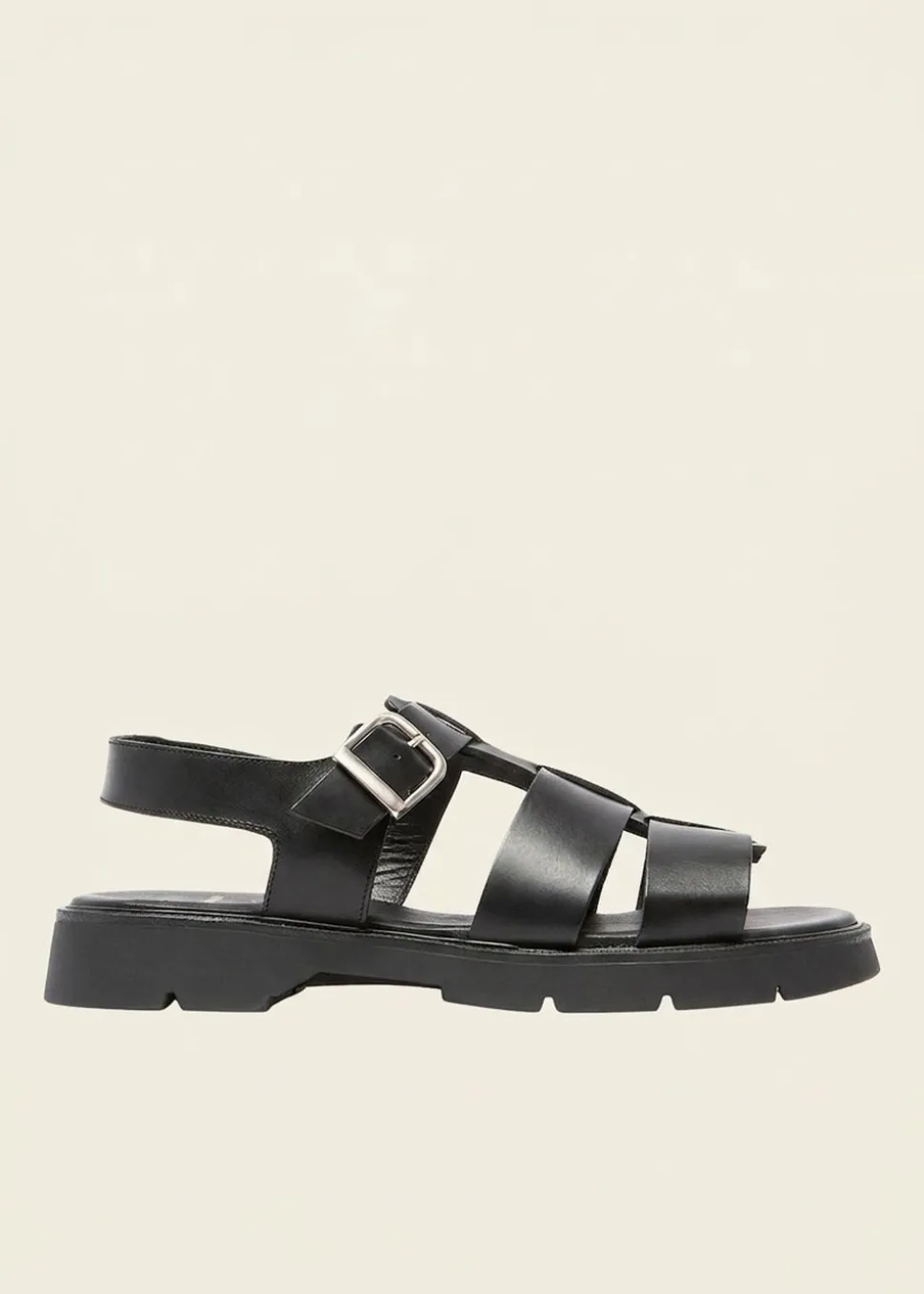 Sandales made in france en cuir tannage végétal certifié | noir "ballast vgt"