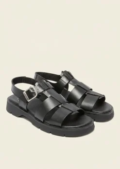 Sandales made in france en cuir tannage végétal certifié | noir