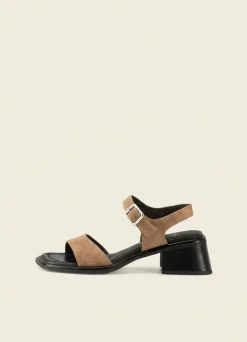 Sandales à talons allure en cuir certifié | marron "ines dk sand"