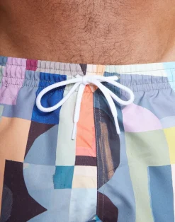 Short de bain en matières recyclées | multicolore "abstract pattern"