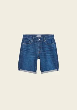 Short denim ajusté en coton bio et chanvre | brut "naailo denim short - titania"