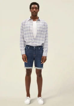 Short denim ajusté en coton bio et chanvre | brut 