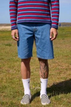 Short denim en coton bio | bleu "nowhere denim short"