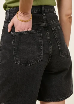 Short denim en coton bio | noir "sheaari - ebony black"