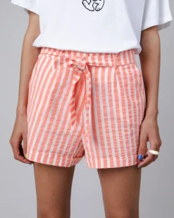 Short en coton bio et recyclé | rayé rose 