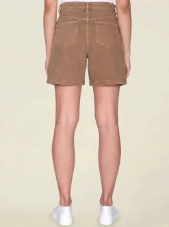 Short en coton bio | marron "gale straight mid-rise tiramisu"