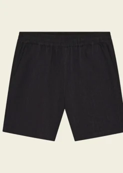 Short en ecovero et lin | noir "posey linen-mix shorts black jet"
