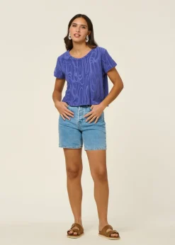 Short en jean en coton recyclé | bleu clair 