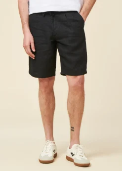 Short en lin bio | black "fig loose linen shorts black jet"