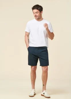 Short léger en coton bio | marine "fig loose poplin elastic waist string shorts total eclipse"