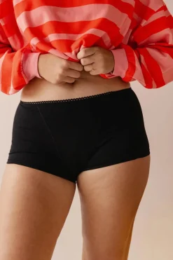 Shorty menstruel flux nuit en coton bio | pirate black