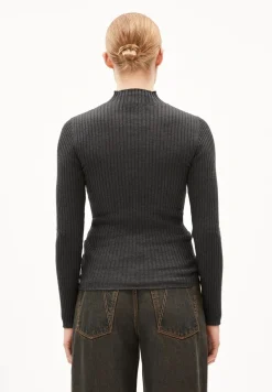 Sous-pull côtelé en coton bio | anthracite "alaania steel melange"