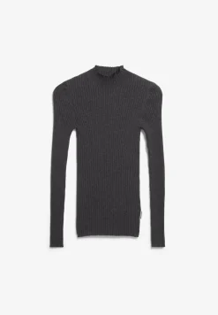 Sous-pull côtelé en coton bio | anthracite 