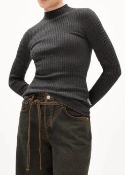 Sous-pull côtelé en coton bio | anthracite 