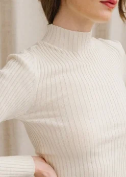 Sous-pull côtelé en coton bio | beige 