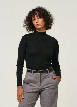 Sous-pull côtelé en coton bio | noir "alaania black"