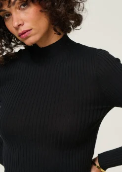 Sous-pull côtelé en coton bio | noir "alaania black"