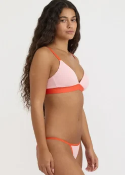 Soutien-gorge en coton biologique | rose "core play triangle bralette - marshmellow pink / vibrant red"