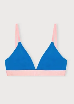 Soutien-gorge en coton biologique | bleu "core play triangle bralette - azure blue / marshmellow pink"