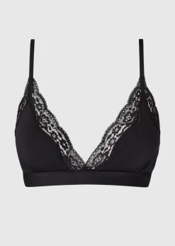 Soutien-gorge en matière recyclée | noir "micro lace triangle bralette - black"