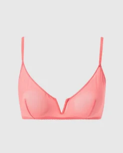 Soutien-gorge en matière recyclée | orange "mesh v-balconette - coral"