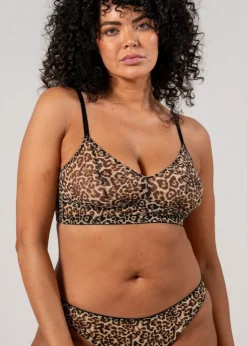 Soutien-gorge en matières recyclées | multicolore "mesh balconette - leopard"