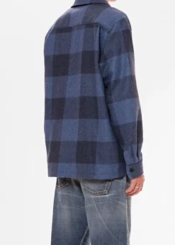 Surchemise en laine et matières recyclées | bleu à carreaux "vincent buffalo check shirt"