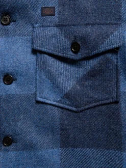 Surchemise en laine et matières recyclées | bleu à carreaux 