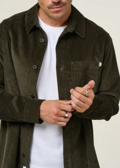 Surchemise velours en coton bio | vert "cord casual shirt organic cotton - dark green"