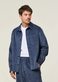 Surchemise velours en coton bio | bleu "cord casual shirt organic cotton - stone blue"