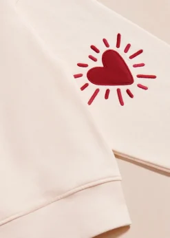 Sweat brodé en coton bio | crème
