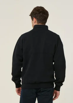 Sweat camionneur col zippé en coton bio | noir 